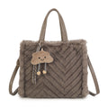 Roselle™ – Faux Fur Chevron Tote Bag with Detachable Crossbody Strap