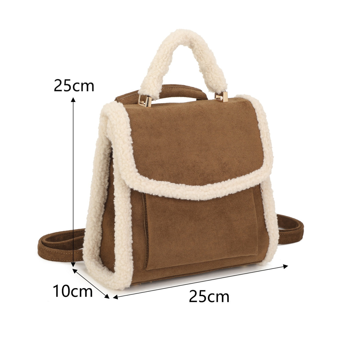 Elvara"– Sherpa Trim Suede Backpack